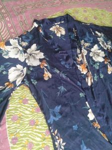 Floral Print Silk Robe