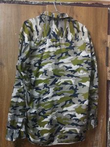 Camo Print Button-Down Shirt