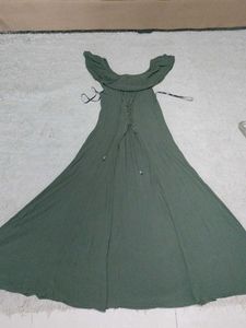 Olive Green Off-Shoulder Maxi Dress