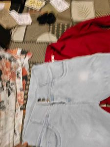 Red Button-Down Shirt &amp; Light Wash Jeans