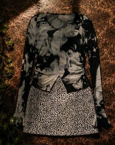 Chic Y2K Black & White top and skirt