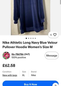 Nike Blue Velour Hooded Dress