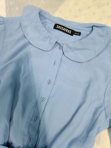 Light Blue Pleated Midi Dress