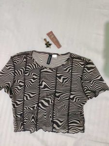 Trendy HM Zebra Print Mesh Top