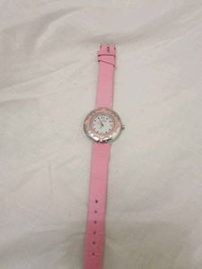 Pink Leather Strap Watch