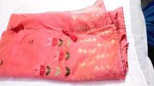 Elegant Pink Saree with Floral Embroidery