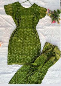 Banarasi GreenKurta with Pants and Dupatta