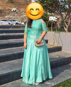 Aqua Blue Heavy Silk Gown