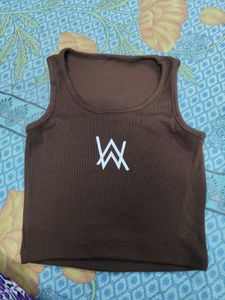 Brown Ribbed Tank Top