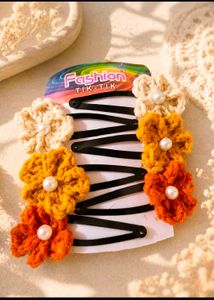 Boho Crochet Flower Hair Clips 6 pcs limited offer