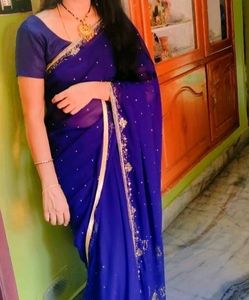 Navyblue Worked Saree With Blouse