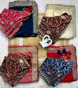 Stunning Blue Embroidered Saree
