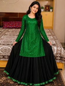 Sparkling Green & Black Lehenga Set