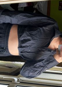Black Cropped Long Sleeve Top