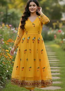 Elegant Yellow Embroidered Kurta Set