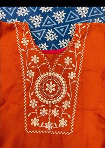 Orange Embroidered Kurta