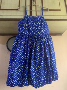 Blue Heart Print Mini Dress