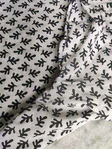 White Kurta with Black Leaf Print