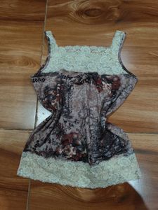 Floral Lace Trim Tank Top