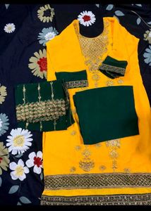 Yellow Embroidered Kurta Set with Dupatta