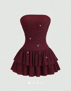 Sparkly Strapless Tiered Mini Dress