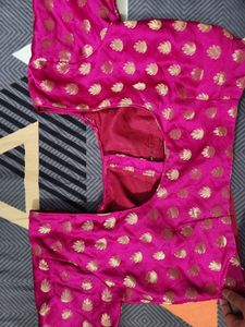 Magenta Gold Blouse For Saree