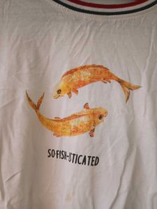 y2k tee Fish Graphic T-Shirt plain white