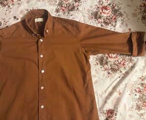 Men's Brown Button-Down Shirt