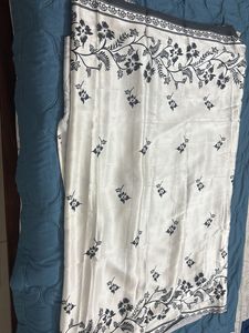 Readymade Elegant White Floral Saree