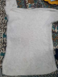 White Fuzzy Knit Sweater