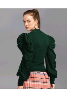 Stylish Green Top with Puffed Sleeves