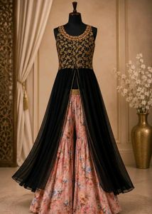 Elegant Black & Floral Kurta Set