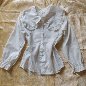 White collar frill top