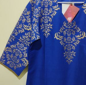 Shree Royal blue kurta with gold prints