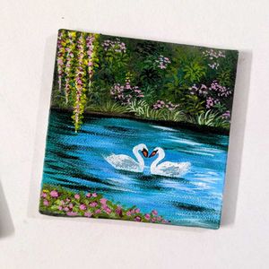 Mini Handmade Swan Painting
