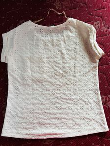 Slef Embroidery White T Shirt