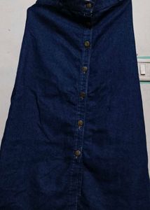 Classic Blue Denim Button-Front Skirt