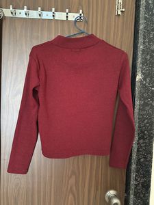 Maroon Full Sleeves ribbed Tshirt