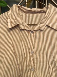 Striped Button-Up Cropped Shirt length 19