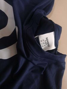 Navy Blue Swirl Graphic Crop Top
