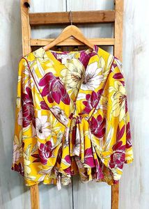 Floral Print Tie-Front Blouse size-36-38