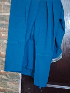 Peacock blue salwar suit set with zari embroidery