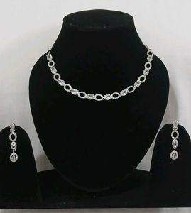 Elegant CZ Stone Necklace & Earring Set
