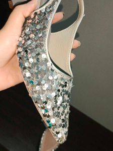 Sparkling Silver Sequin Heels