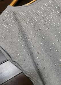 Women Grey Embellished Top