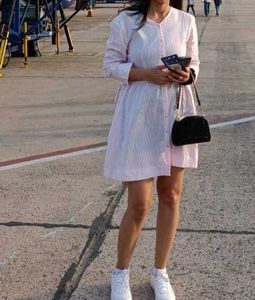 Striped Button-Down Pink Dress
