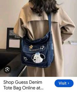 Denim Crossbody Bag with Patches