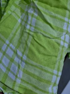 Lime Green Plaid Button-Up Shirt