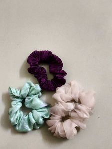 Set of 3 Velvet &amp; Sheer Scrunchies