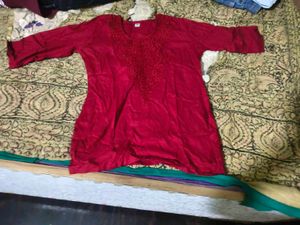 Embroidered Maroon Kurta
